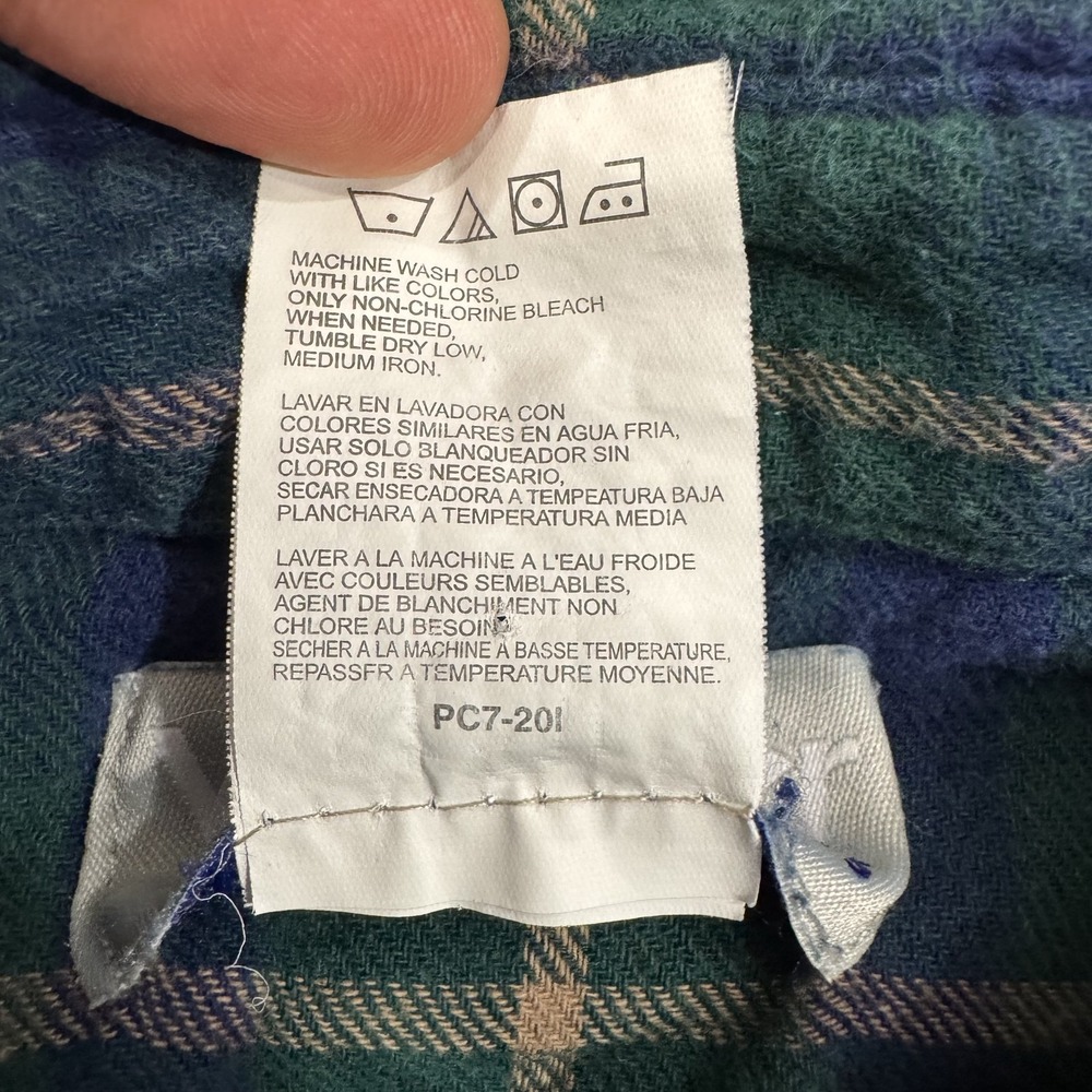 Wrangler Flannel Shirt Mens Medium Wrancher Green Blue Western Pearl Snap Casual - Picture 4 of 10